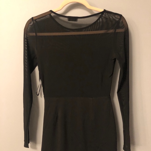 Sheer Long Sleeve Black Dress - Picture 2 of 2